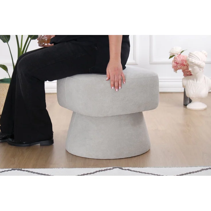 Hanah Home 'Mullin - Grey' Pouffe, Grau, 45 x 42 x 45 cm – Bild 3