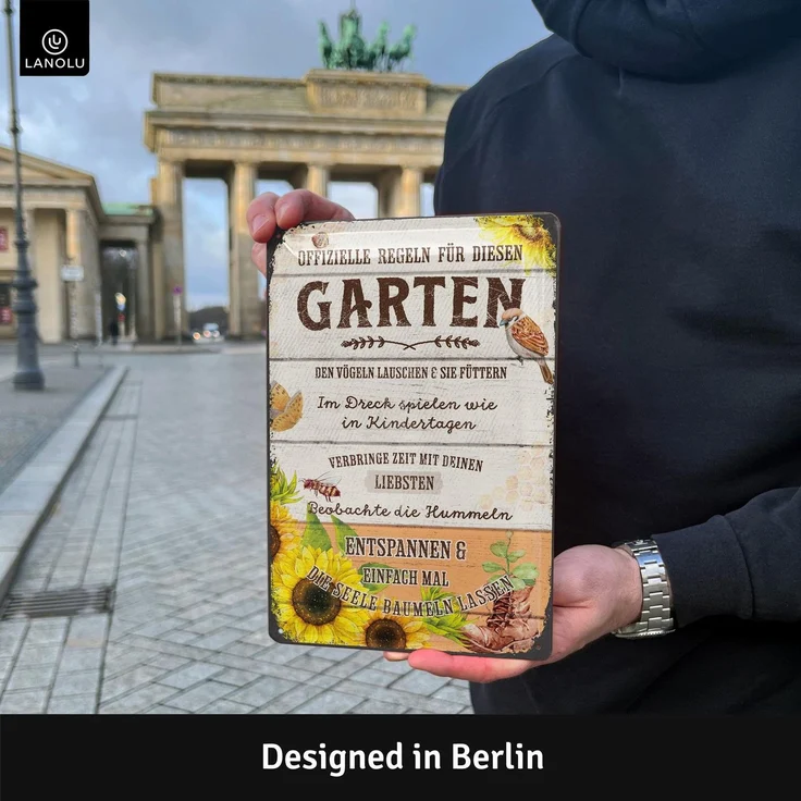 LANOLU Blechschild Regeln für diesen Garten - 20x30cm – Metall – Mehrfarbig – 20206 – Bild 2