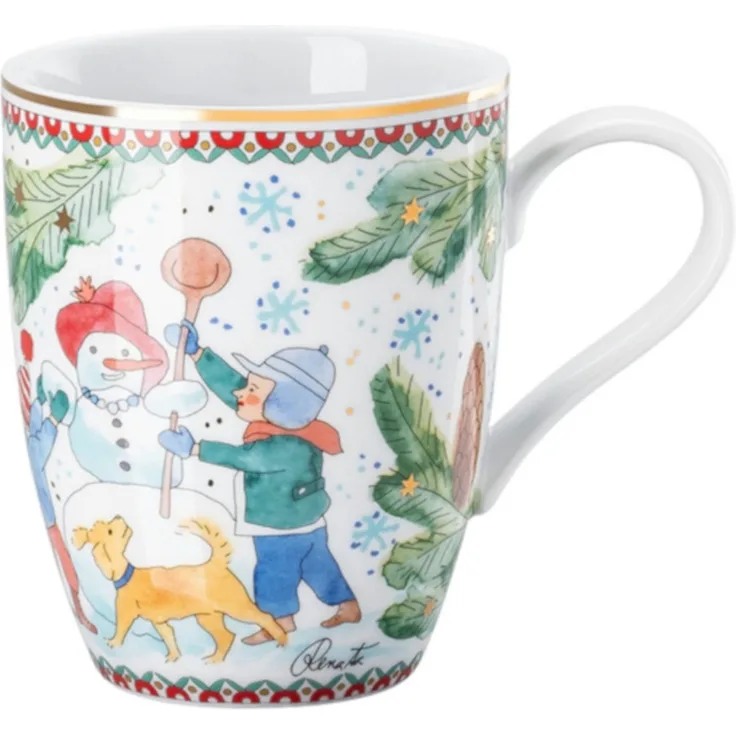 Hutschenreuther Becher Sammelkollektion 2025 Weihnachtsspiele Becher mit Henkel 0,36l, Porzellan