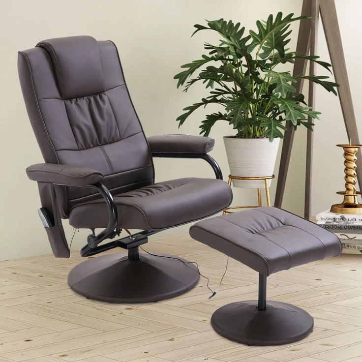 Wohnora-Massagesessel Relaxsessel, inkl Fußhocker, 10 Vibrationspunkte, 1 Fernbedienung; 77 cm x 84 cm x 95 cm, Braun,H 950cm x T 770cm x B 840cm – Bild 3