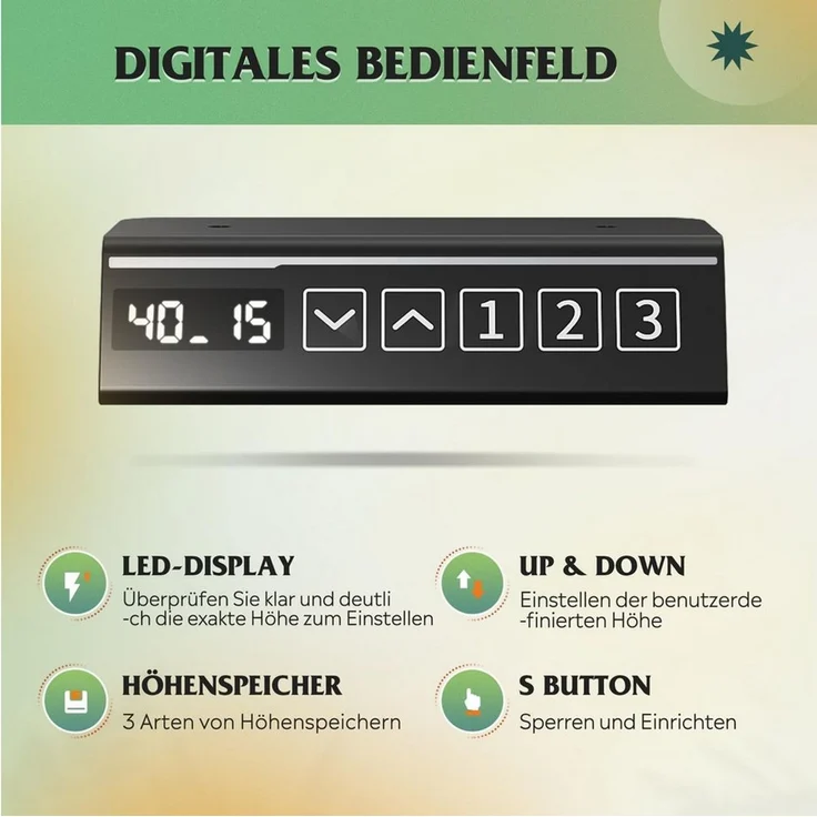 DEVAISE Schreibtisch Höhenverstellbarer Schreibtisch elektrisch 100×60 cm (Höhenverstellung 72–118 cm, Memory-Funktion für 3 Höhen, leise – Bild 4