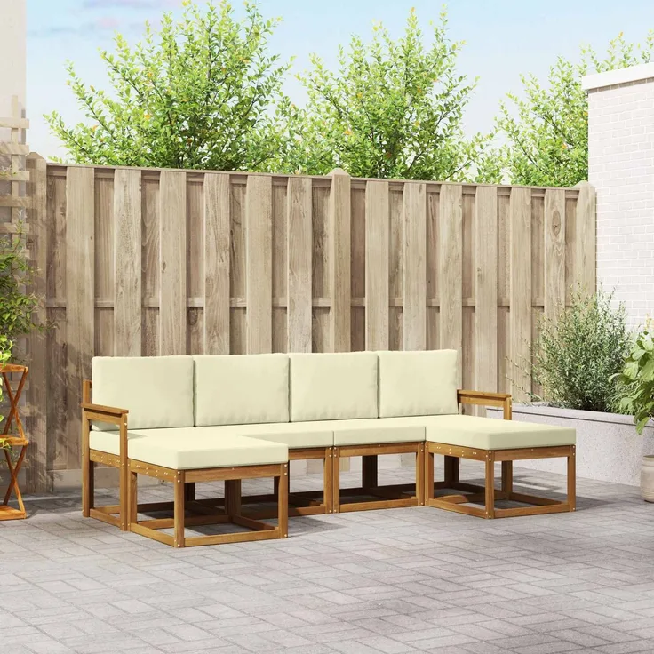 vidaXL Outdoor-Sofagarnitur 6 stk. 6-Sitzer Natur und Creme 3366768