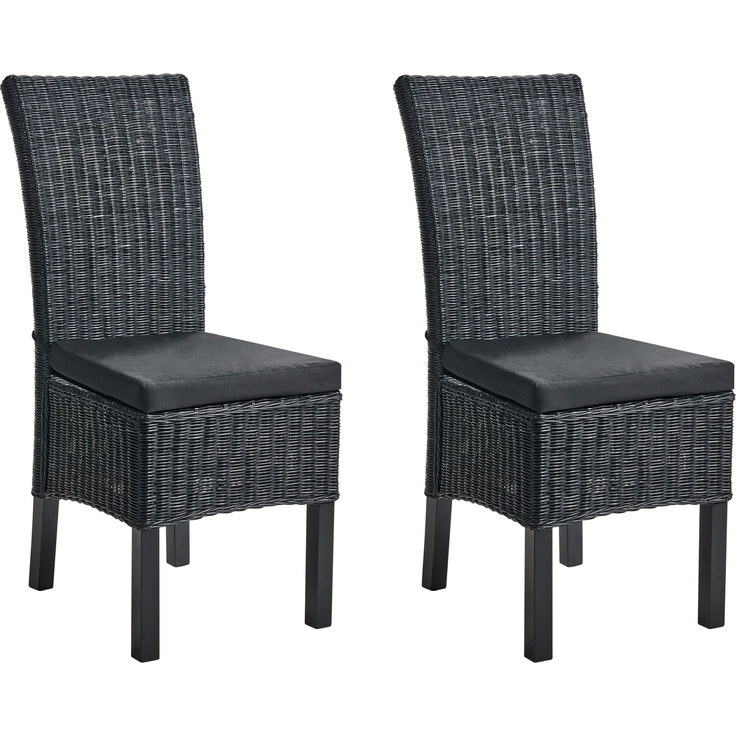 Esszimmerstuhl 2er Set ANDES Rattan Schwarz