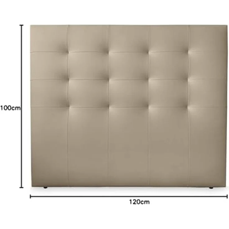 DUÉRMETE ONLINE Kopfteil Paris gepolstert, Bezug aus hochwertigem Kunstleder, Beige, 100 x 120 cm (Bett 90) – Bild 3