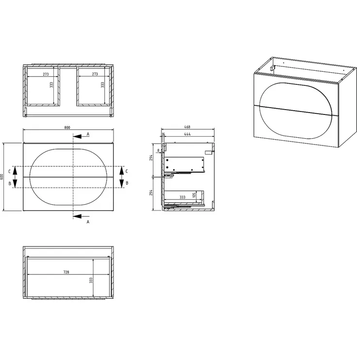 Vente-unique - VUTOMA Waschbeckenmöbel Holz, Platte Grün - B 46 cm x H 60 cm x L 80 cm – Bild 5
