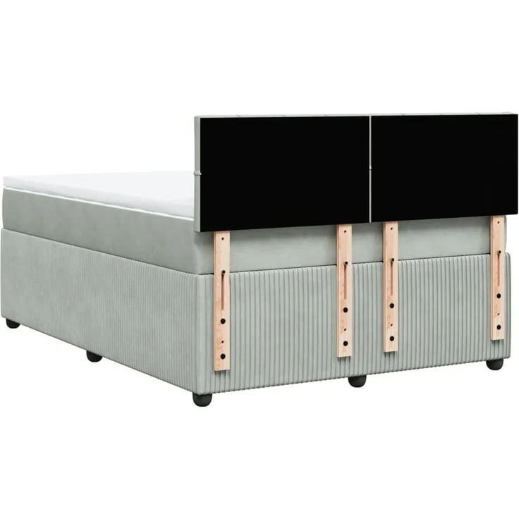 vidaXL Boxspringbett mit Matratze Hellgrau 160x200 cm Samt 3287782 – Bild 10