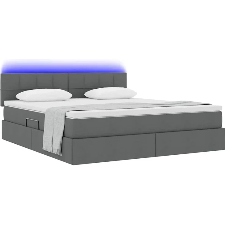 vidaXL LED-Speicherbett mit Matratze Dunkelgrau 180 x 200 cm Stoff 3371161 – Bild 3
