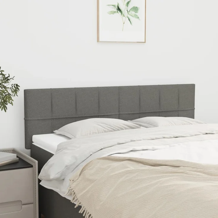 vidaXL Kopfteile 2 Stk. Dunkelgrau 72 x 5 x 78/88 cm Stoff 346047 – Bild 1