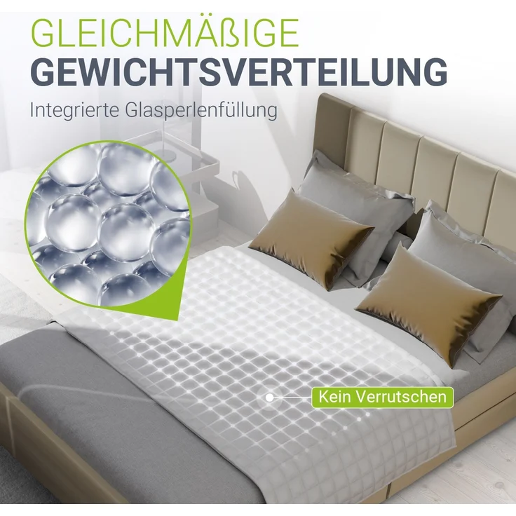 Juskys Gewichtsdecke 135x200 – weiß, beschwerte Schlafdecke mit Glasperlen, Baumwolle & Mikrofaser, entspannend & schlaffördernd bei Unruhe – 5 kg – Bild 3