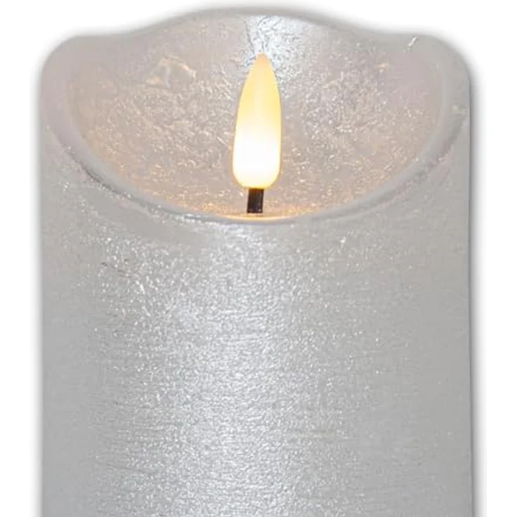 LED Echtwachskerze Flamme Rustic Batterie Timer warmweiß 10cm Ø 75cm – Bild 3