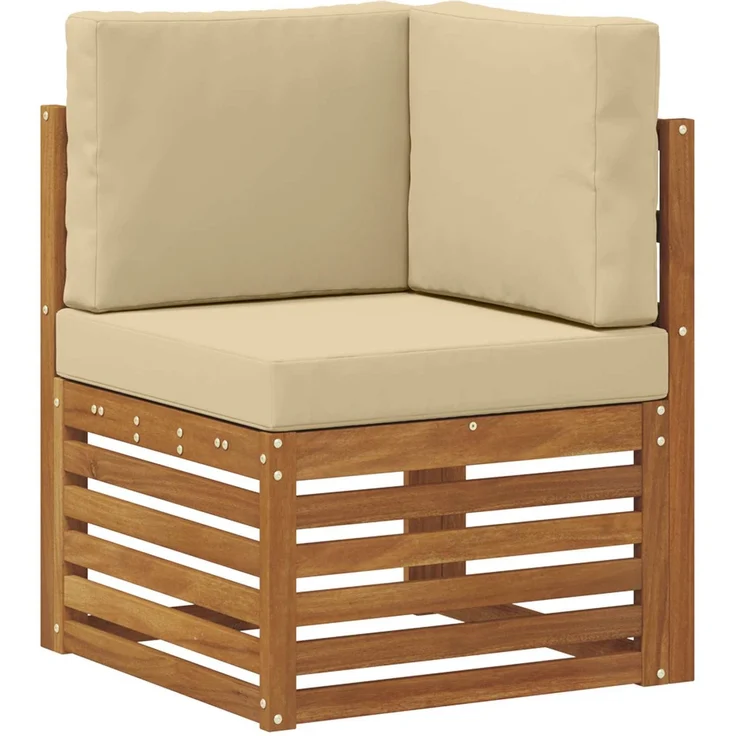 vidaXL Ecksofa Set 5 pcs Natur Massives Akazienholz und Polyester 3384769 – Bild 3