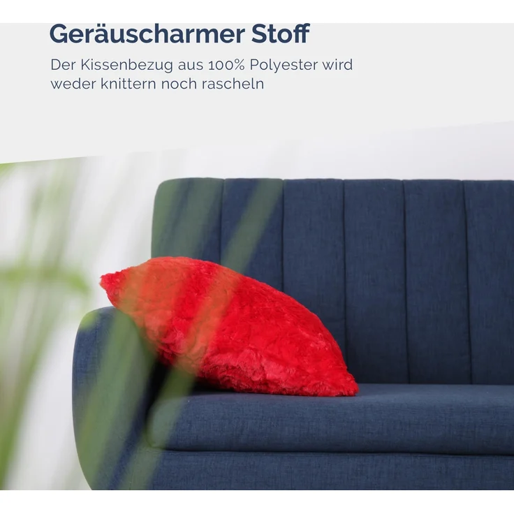 Flauschiges Dekokissen 40x40 mit Reißverschluss, ( Rot ) Kissenbezug inkl. Kissen mit Rosenmuster, Dekorative Kissenbezüge, weicher Bezug – Bild 7