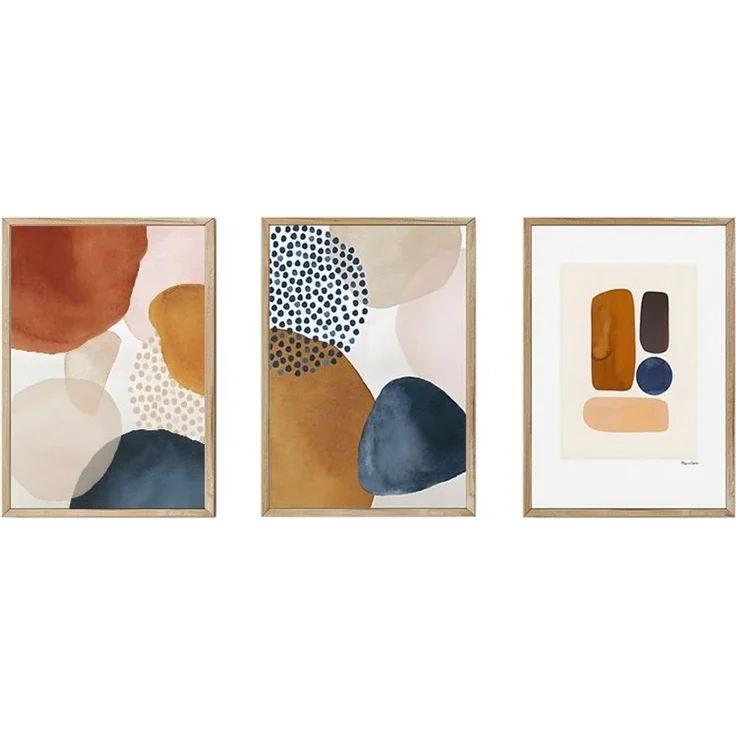 Wallity Dekoratives gerahmtes MDF-Gemälde (3-teilig), Mehrfarbig, 48 x 33 cm – Bild 3
