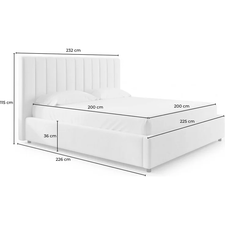KAWOLA Bett CATTURA Polsterbett Velvet creme 200x200cm mit Lattenrost – Bild 9