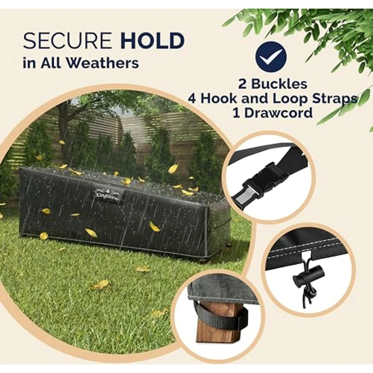Kingsleeve Gartenmöbel-Schutzhülle, Wasserdicht und Winterfest, Abdeckplane für Sonnenliege, 200x75x40/70 cm, Schwarz – Bild 6