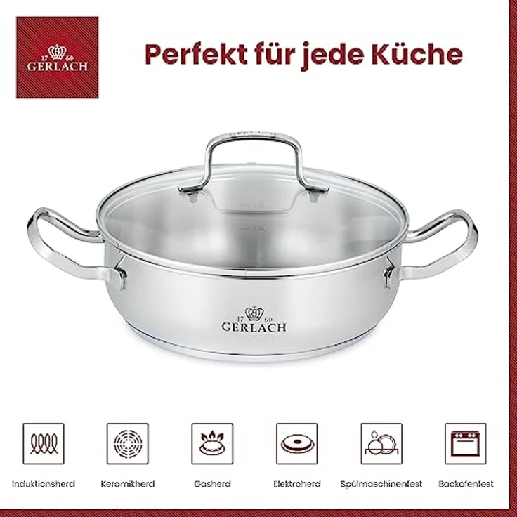 Gerlach Simple Topf mit Deckel niedrig 24cm 2L – Bild 3