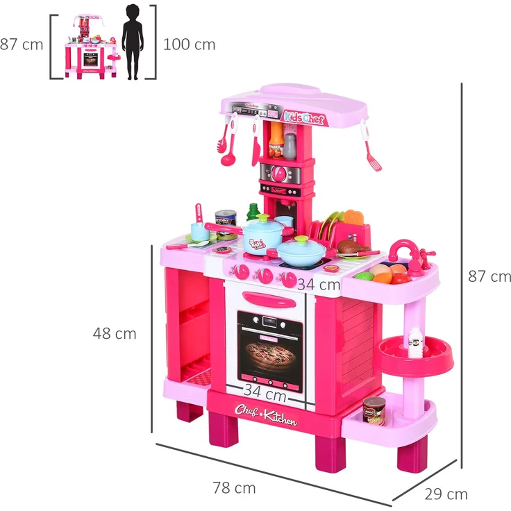 Kinderküche Rezepte Rollenspiel 38 Teile inklusive Sound und Licht Polypropylen Rosa – Bild 5