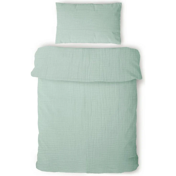 Laynenburg Kinderbettwäsche Musselin 2 teilig aus 100% Baumwolle in 100x135 cm + 40x60 cm, atmungsaktiv & bügelfrei – 3 lagig mit Reißverschluss & Haltebändern – Bild 5
