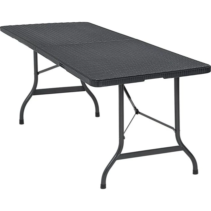 Casaria Gartentisch, klappbar, mit Tragegriff, Polyrattan, Klapptisch, Schwarz, 73 x 180 x 75 cm