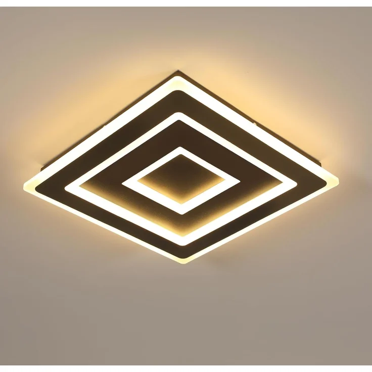 Comely LED Deckenleuchte Schwarz Quadrat für Wohnzimmer, 52W 5850LM 40cm Moderne Deckenlampe Quadratisch Deckenbeleuchtung Lampen für Schlafzimmer, Wohnzimmer, Warmes Licht 3000K – Bild 1
