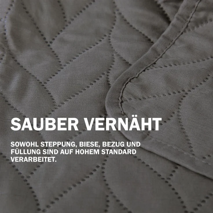 Tagesdecke XXL (220x240 cm) mit wattierter Zwischenlage (Anthrazit) Bettüberwurf - ÖKO-Tex 100, Sommerdecke gesteppt - Steppdecke, Wendedecke – Bild 5