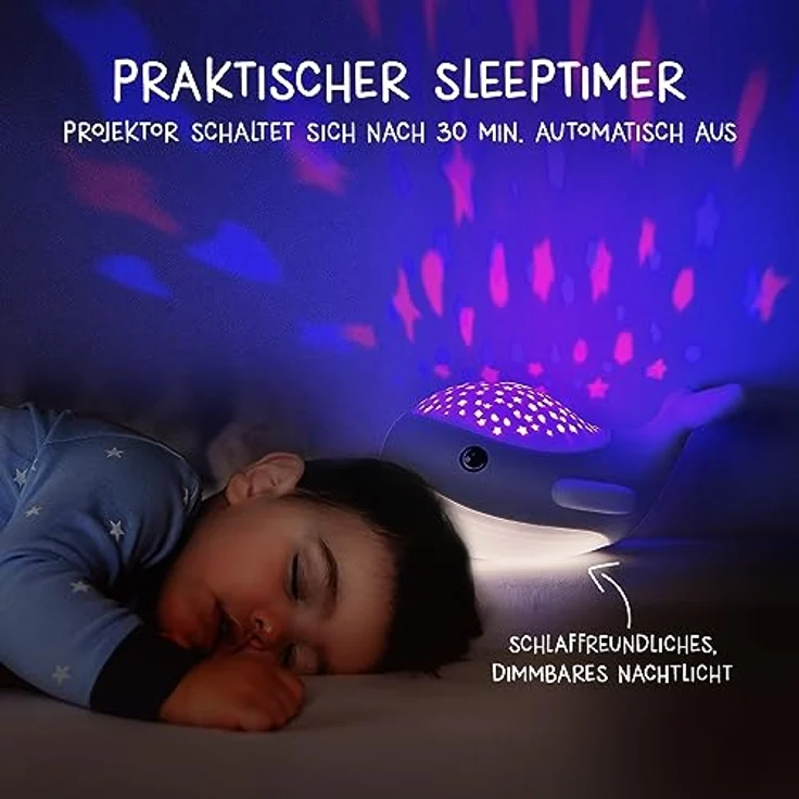 MegaLight Nachtlicht Baby Sternenhimmel | 2in1 Sternenhimmel Projektor Baby + Nachtlicht | warmweißes Nachtlicht & RGB Sternenprojektor in 3 Farben | Sternenprojektor Nachtlicht Kinder | WILLY WHALE – Bild 4