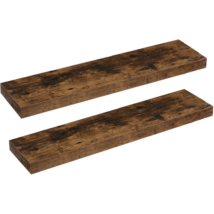 HOOBRO Wandregal, Schweberegal 2er-Set, stabile Wandboards, 80 x 20 x 3,8 cm Hängeregale, mit unsichtbaren Halterungen, für Bad, Schlafzimmer, Küche, Büro, Wohnzimmer, Vintagebraun EBF80BJP201