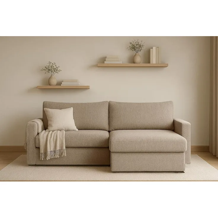 Kaiser Möbel Ecksofa mit Schlaffunktion und Bettzeugablage LUBEKA, Stoff Poso und Faro