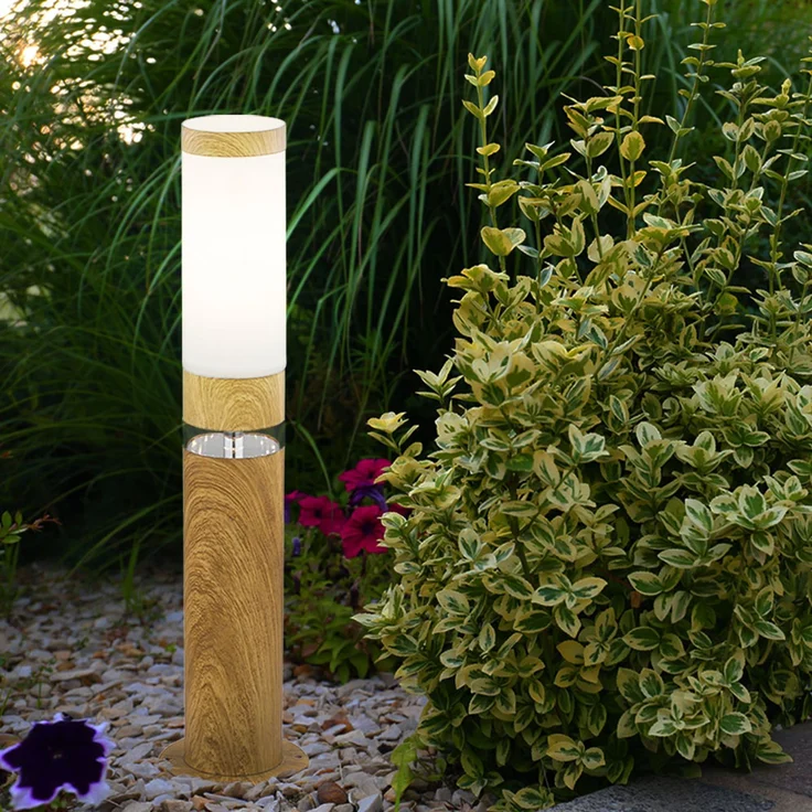 RGB LED Sockellampe, Edelstahl, Holz-Optik, App-Steuerung – Bild 7
