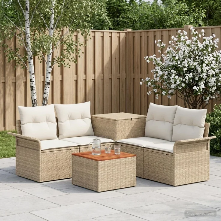 vidaXL Sofa Set 6 stk. 4-Sitzanzahl Beige und Cremeweiß 3447092 – Bild 1