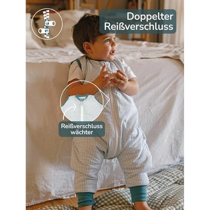 molis&co. 1.0 TOG. Baby-Schlafsack mit Füßen. Größe: 100 cm (4 Jahre). Ideal für Übergang. Adriatic Check. 100% Baumwolle. (Oeko-TEX 100). – Bild 2