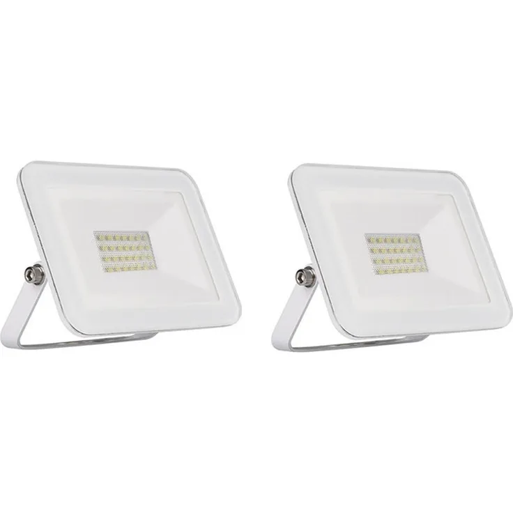 20 Watt LED Flutlichtstrahler 2er SET, 6500 Kelvin Tageslichtweiß, IP65