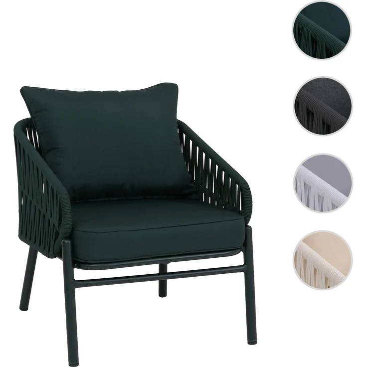 Aluminium-Gartenstuhl HWC-P90, Loungestuhl Sessel Outdoor, Seilgeflecht Rope Stoff/Textil (180g/m²) ~ grün – Bild 10