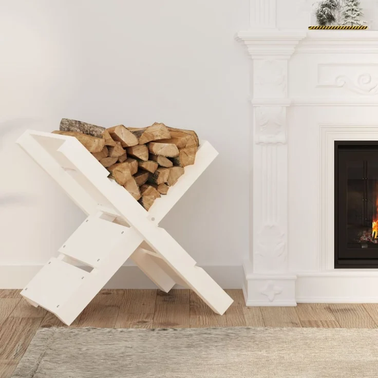 vidaXL Kaminholzhalter Weiß 47x39,5x48 cm Massivholz Kiefer 822448 – Bild 3