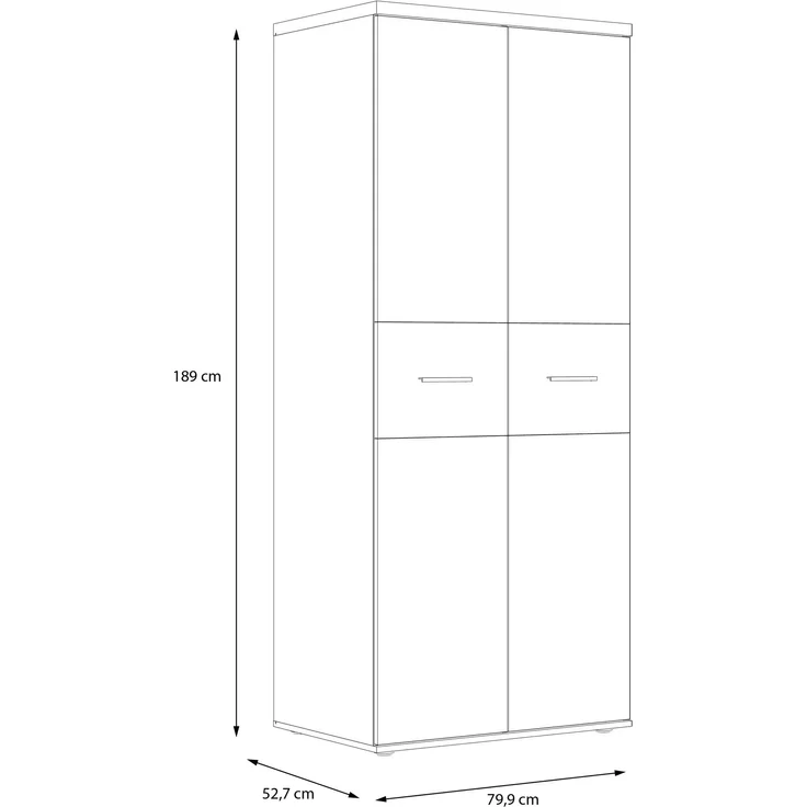 Kleiderschrank >WINNIE< in Sonoma Eiche / Weiss - 79,9x188,6x52,7cm (BxHxT) – Bild 6