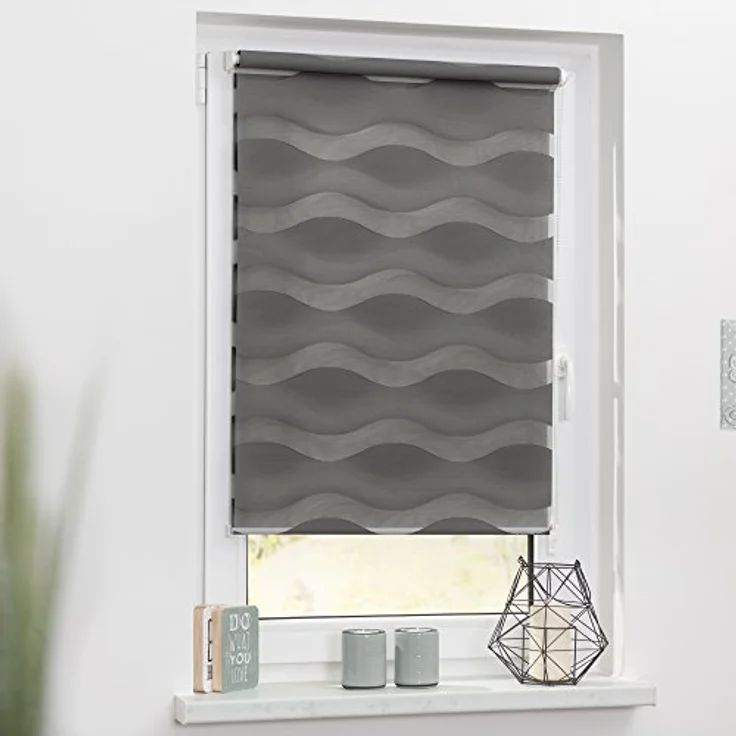 Lichtblick Sonnenschutzsysteme GmbH Doppelrollo Stockholm 45 cm x 150 cm (BxL) Anthrazit Duo Rollo in extravagantem Stil; Klemm- und schraubbar; Lichtdurchlässig und blickdicht – Bild 6