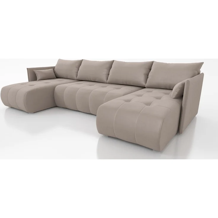 Wohnero24 NESSA U Ecksofa 292x152 cm mit Schlaffunktion 280x140 & Bettkasten – XXL Wohnlandschaft Creme – Bild 7