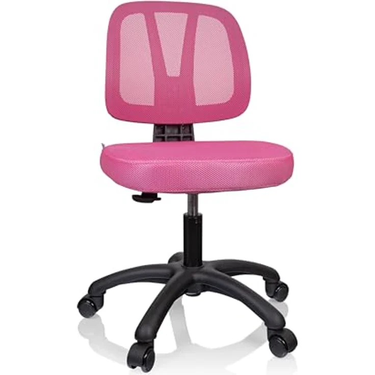 hjh OFFICE 736421 Kinder Schreibtischstuhl Kid YU 200 Netz Drehstuhl mit atmungsaktiver Rückenlehne, Rosa – Bild 2