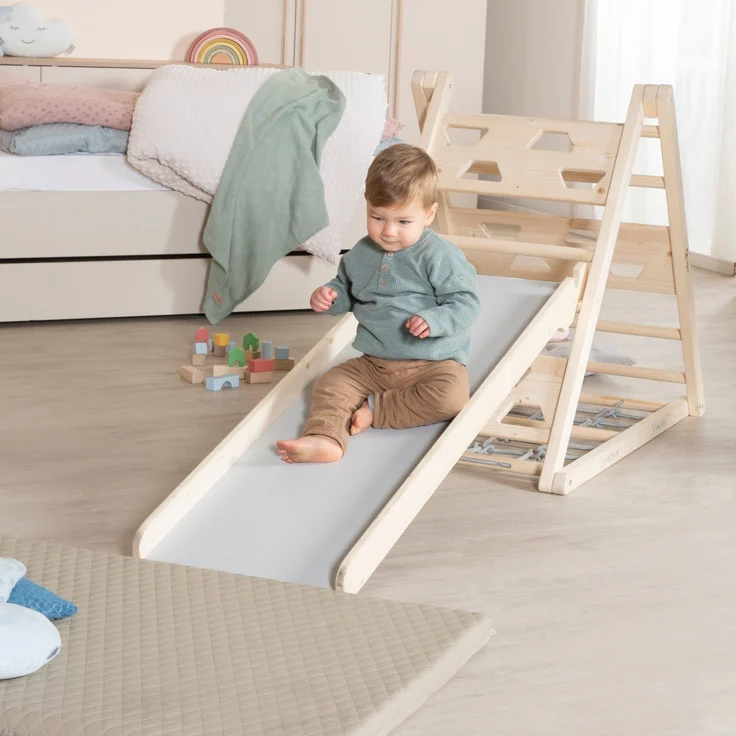 roba Kletterdreieck aus Holz - 3-Seiten-Funktion - Natur / Grau – Bild 13