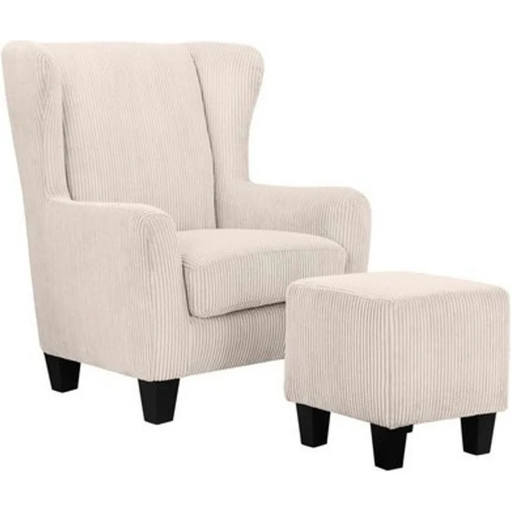 Home affaire Ohrensessel Chilly, Sessel mit Hocker und Federkern-Polsterung, (Set, 2-St, bestehend aus Sessel und Hocker), in Cord und Microfaser-Bezug, Unser Dauertiefpreis – Bild 4