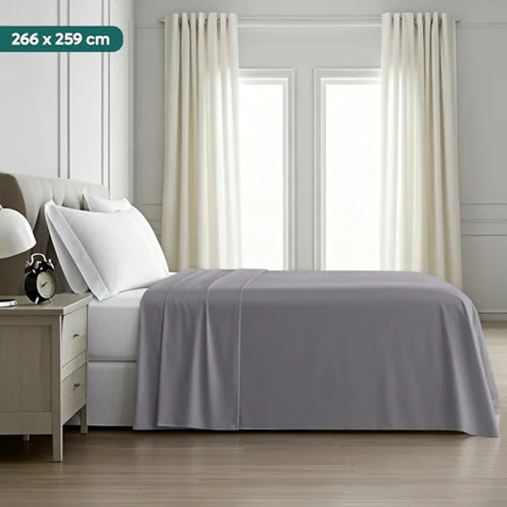 Utopia Bedding Bettlaken für Doppelbett (266x259 cm, grau) – Stoff aus weichem Polyester-Mikrofaser, gebürstet – für Bett Größe 150x200 cm – Bild 3