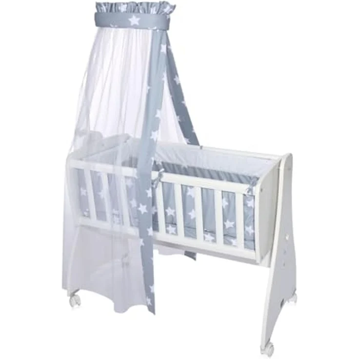 Lorelli Baby-Bettwäsche 7-teiliges Set First Dreams Decke Kissen Laken Himmel grau Sterne – Bild 3