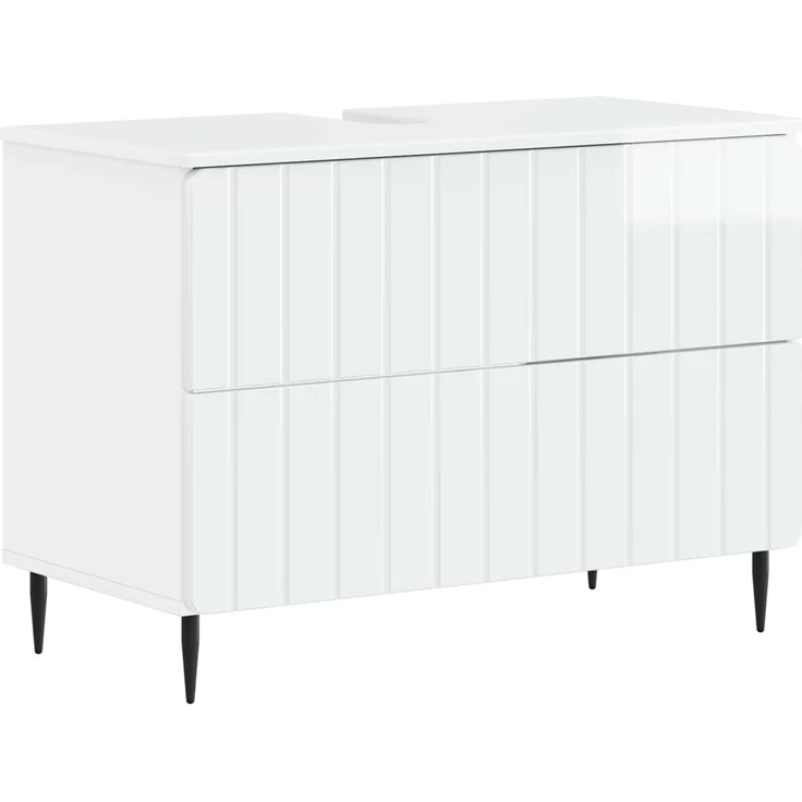 vidaXL 2-teiliges Badezimmer Schrank Set ZWOLLE Hochglanz Weiß 3417679 – Bild 2