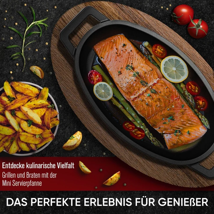 6er Mini Servierpfannen-Set oval – für Induktion & Grill, hitzebeständig, ideal zum Servieren, Überbacken & Warmhalten – Bild 4