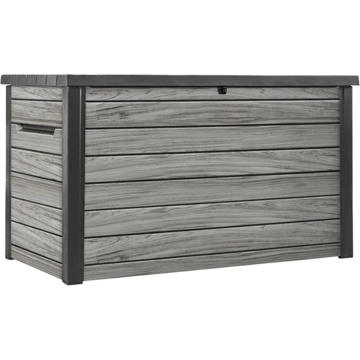 Keter Gartenbox "Ontario" 870L in Holzoptik 147 x 83 x 86 cm mit Gasdruckfedern, Wasserfest, abschließbar – Bild 1