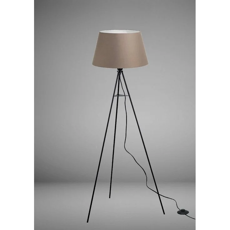 TRANGO LED Stehlampe, 1522BL Tripod Stehleuchte *BROWNIE* inkl. E27 LED Leuchtmittel warmweiß - mit Stofflampenschirm in Braun - Lampenstativ Dreibein - Höhe: 150cm, Wohnraum - Schlafraum - Standlampe - Stehlampe Design zeitlos – Bild 1
