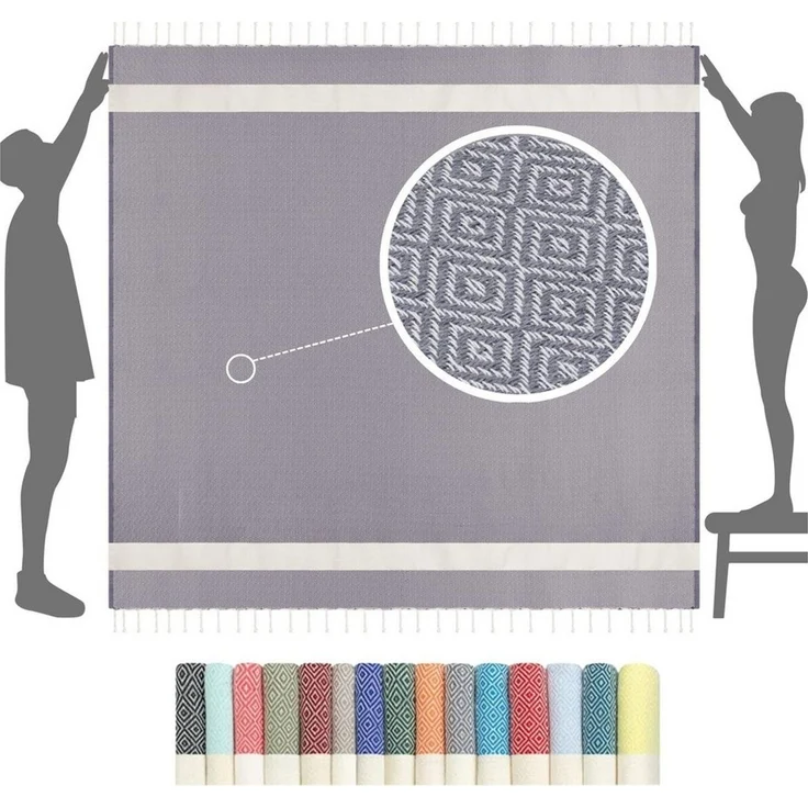furora HOLIDAY Strandtuch XXL groß 200x200 cm Strand Tuch, aus Baumwolle, Stranddecke, Vielseitig, schöne Farben, hochwertige Verarbeitung – Bild 5