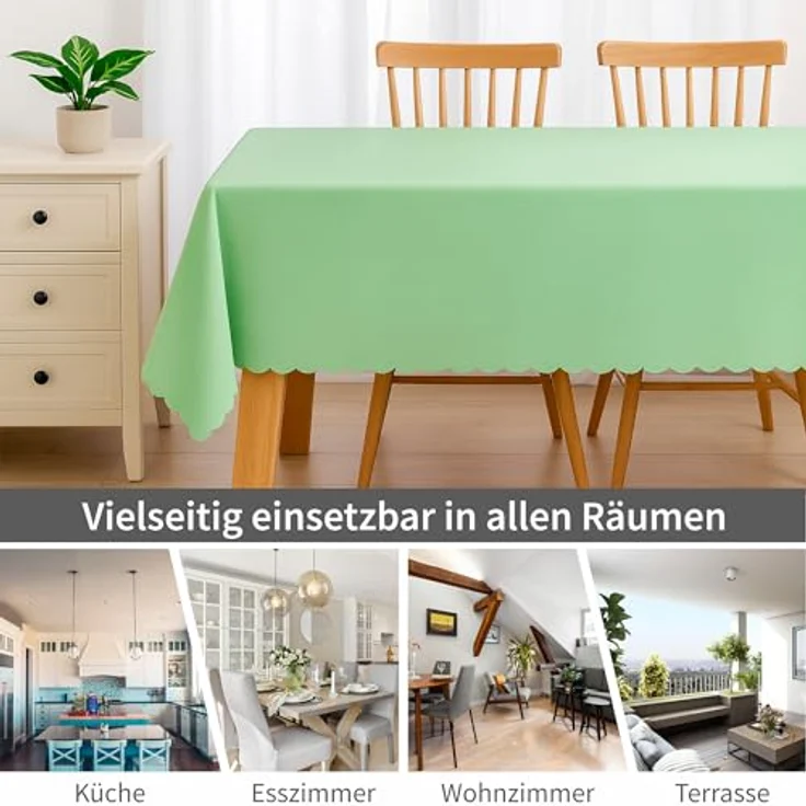 matches21 HOME & HOBBY Tischdecke Tischdecke 90x90 cm in Gelb für Esstisch & Küche (1-tlg), Waschbares Tischtuch mit gewelltem Rand – Bild 3