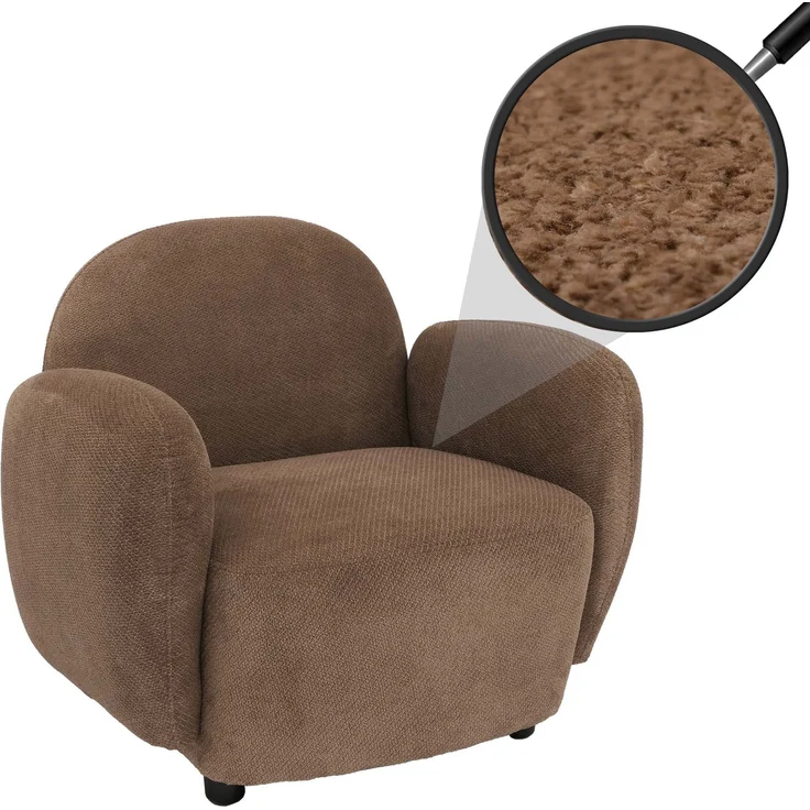 Sessel HWC-P33, Lounge-/Relax-/Cocktailsessel Polstersessel, Stoff/Textil Chenille (330 g/m²) ~ braun – Bild 1