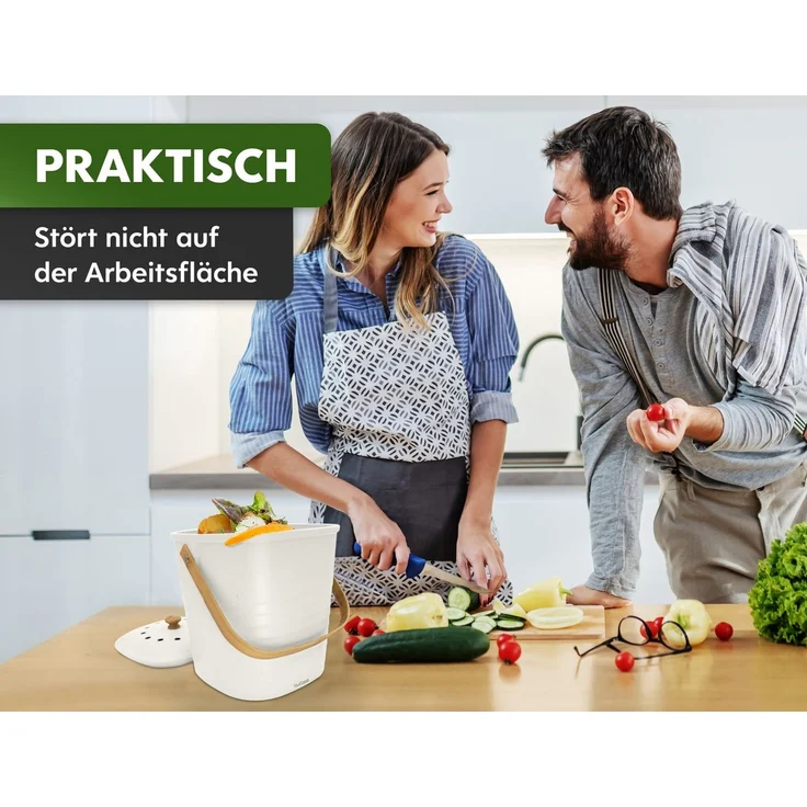 YourCasa Biomülleimer YourCasa® Biomülleimer Küche Klein 4L nachhaltig mit Akivkohlefilter, Fassungsvermögen 4 Liter, Nachhaltige Materialien – Bild 2